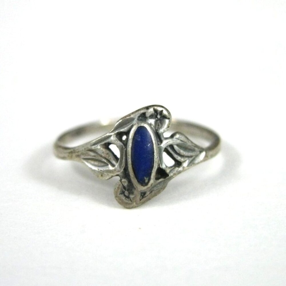 Canyon Silver Company Vintage Sterling Silver Ring Lapis Lazuli Stone Marquise